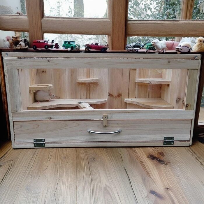 Клітка для хом'яків Mucola 60x35x30 см: дерев'яний загон для гризунів, мишей та щурів