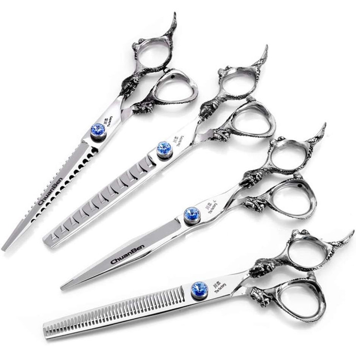 Набір професійних ножиць для грумінгу домашніх тварин (7,0 дюймів) з нержавіючої сталі. Ідеально для собак та котів: прямі ножиці, ножиці для фінальної обробки, гребінець. Комплект для грумінгу.