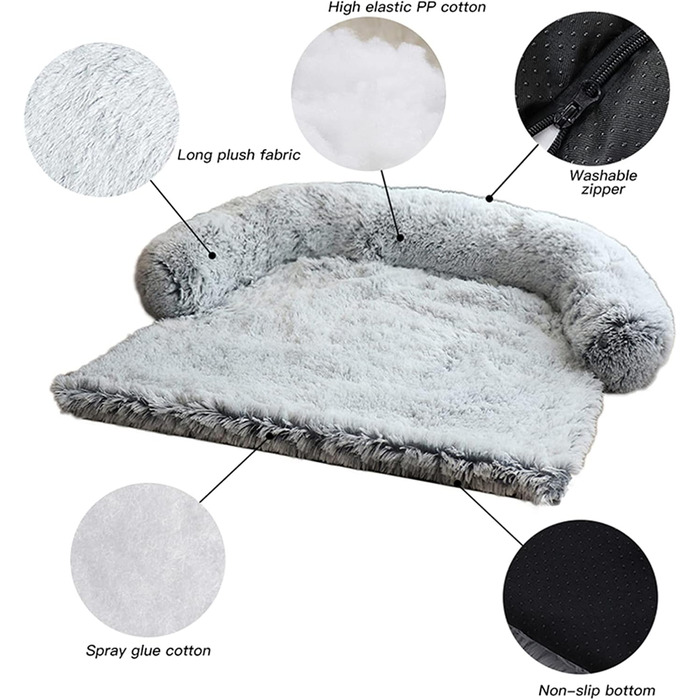 М'яке собаче ліжко-диван, плюшевий вольєр, миється, захист дивану та багажника, коричневий, середній розмір