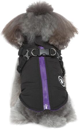 Зимовий теплий одяг для собак, бавовняний костюм (чорний, S) - водонепроникний, вітронепроникний, двосторонній