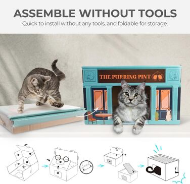 Котяче дряпальний будиночок Happy Go Lucky - великий, з гофрокартону, для дому, знімний