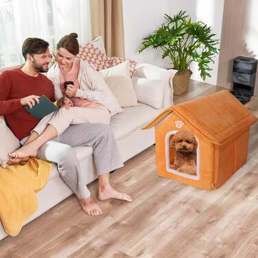 Будинок для собак та котів Galatée: теплий, м'який, з плюшу (XL, помаранчевий)