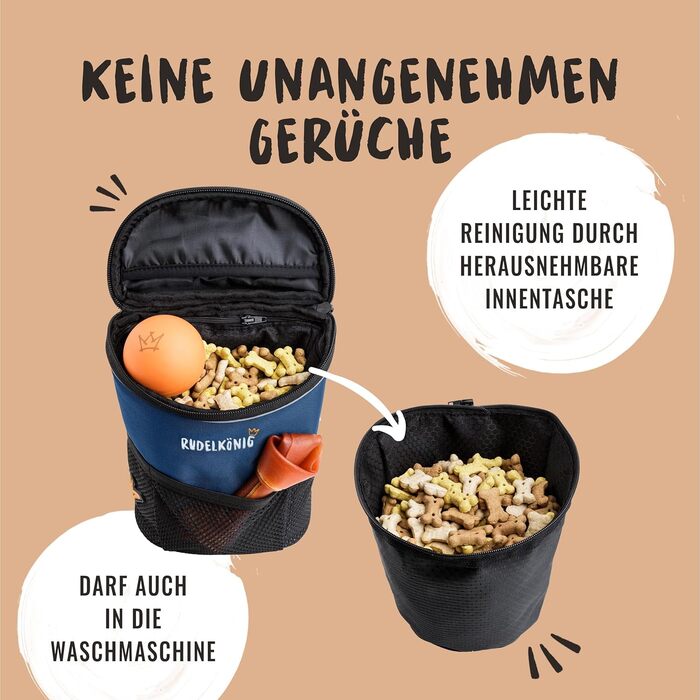 Сумка для ласощів для собак Rudelkönig - практична сумка для прогулянок та дресирування собак, фідер для собак з дозатором кульок для прибирання (Basic, Blue)