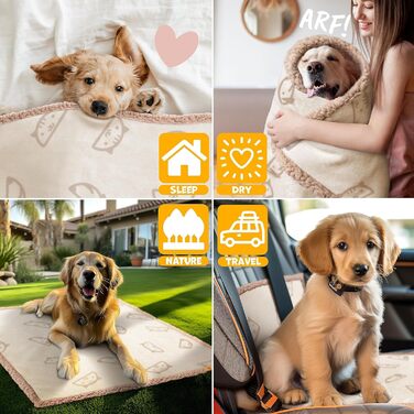 Водонепроникний плед для собак, флісова ковдра для тварин, ковдра для котів + 3 іграшки для жування, для середніх та великих собак, котів, 152 x 127 см, XL, ручне прання, двосторонній чохол для дивану, захисний, Бежевий XL (152 x 127 см)