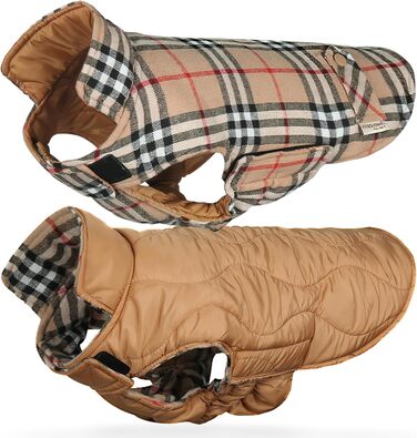 Теплий зимовий одяг для собак VIVAGLORY Softjoy: куртка з бавовни-камелот, бавовна, розмір M, хакі (2 в 1)