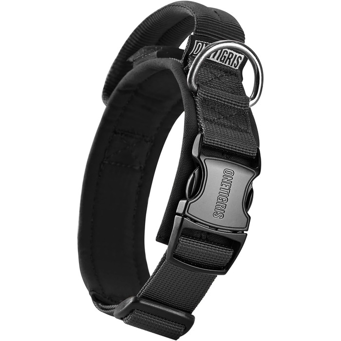 Нашийник для собак OneTigri з металевою застібкою (S, Чорний)