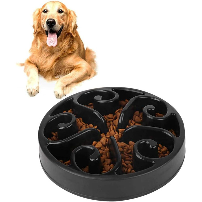 Миска для собак Slow Feeder, інтерактивна, лабіринт, чорна. Запобігає швидкому поглинанню їжі та розповсюдженню розширення шлунку (bloat).