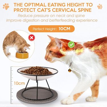 Набір мисок для котів FoiiLiio 2 шт. з кераміки з металевим підставкою, 10 см, з підставкою з силікону, чорний