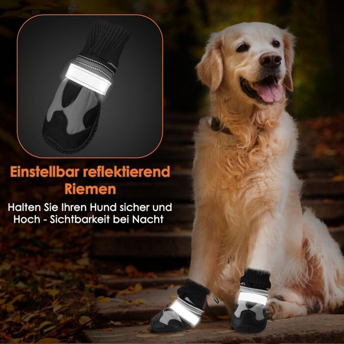 Чоботи для собак, захист подушечок лап, зимові, 4 шт. Водовідштовхувальні, вітрозахисні, з теплим флісом та високим дизайном. Світловідбиваючі та антиковзні чоботи для собак для активного відпочинку, розмір 2 (ширина 4.5 см), розмір 8 (ширина 7.5 см).