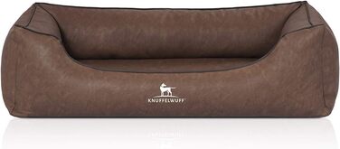 Лягу для собак Knuffelwuff Henderson з штучної шкіри з мармуровим ефектом XXL, 120 x 85 см - знімний чохол - легко чистити - для великих, середніх та маленьких собак (Коричневий, L 120 x W 85 x H 25 см)