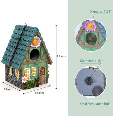 Будиночок для птахів Attivolife: кольоровий, з штучного каміння, з ланцюгом, для саду та двору