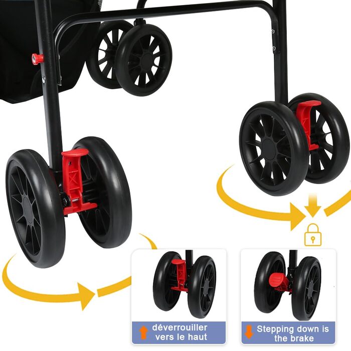 Дитяча коляска для собак та котів Homewell, складана, до 20 кг, з сумкою та підсклянником (сіра)