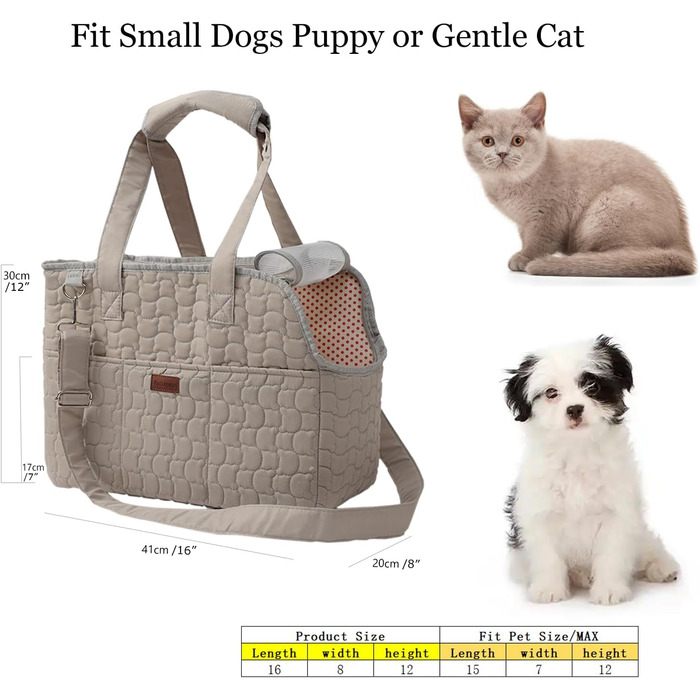 Сумка-переноска для собак та котів, велика, бежева, L (41x18x30 см)