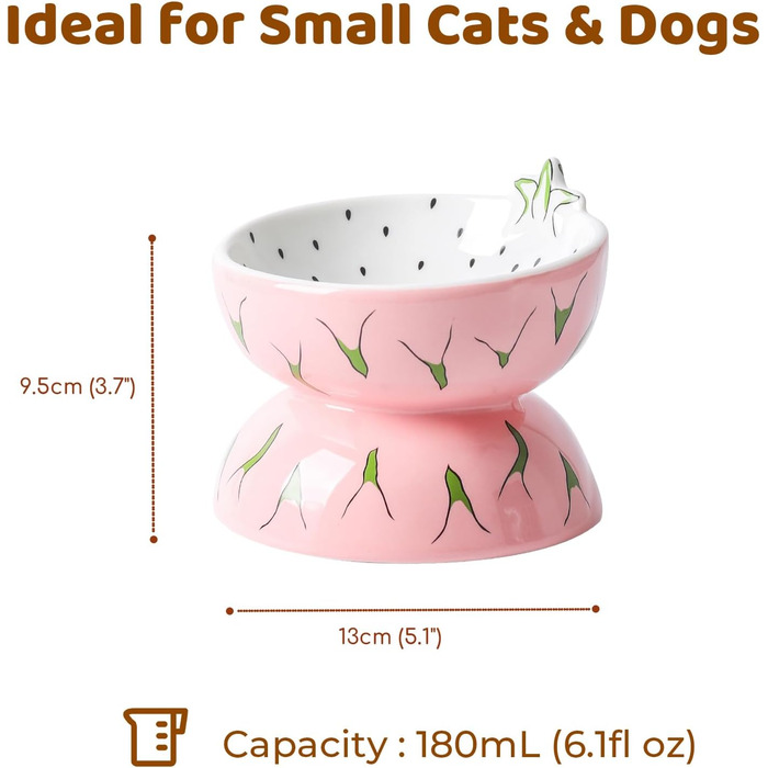 Котло propositions для котів TIGOADT, керамічна миска з дизайном ківі, нахилена годівниця для котів з підставкою, миска для кошенят, що запобігає блювоті, придатна для миття в посудомийній машині (рожева)