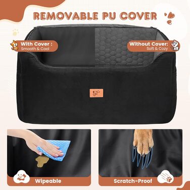 Автомобільний лежак для собак середніх та великих порід 78x55x53 см, знімний, миючий, з поводом, водонепроникний чохол, для великих собак