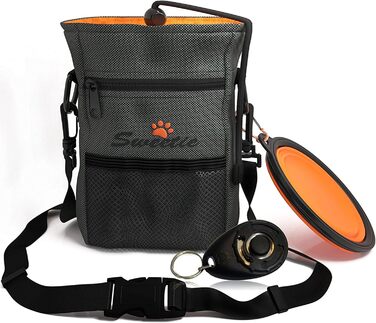 Сумка для ласощів Sweetie для прогулянок та тренувань: з тримачем для пакетів, складною мискою та безкоштовним клікером – ідеальний набір для цуценят. Замкнення на шнурку