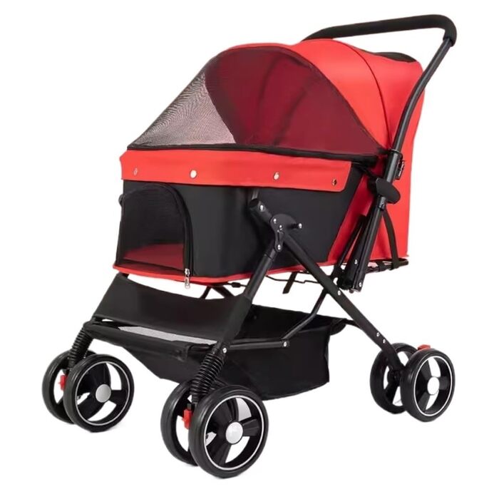 Дитяча та собача коляска Hundebuggy, складана, з кошиком та регульованою ручкою, червона, 48x69x94 см