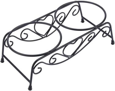 Підвищена годівниця для собак та котів, стійкий піднос з двома мисками (діаметр 13 см), розмір 26 x 14 x 8.5 см