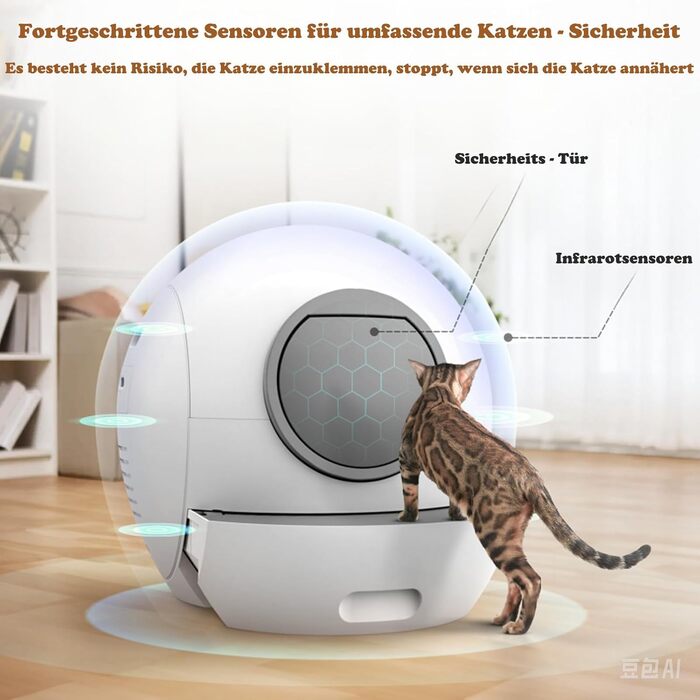 Автоматичний електричний туалет для котів ELS PET XXL з самоочищенням, керуванням через додаток, смарт-оповіщеннями та моніторингом здоров’я для 2-4 котів, білий