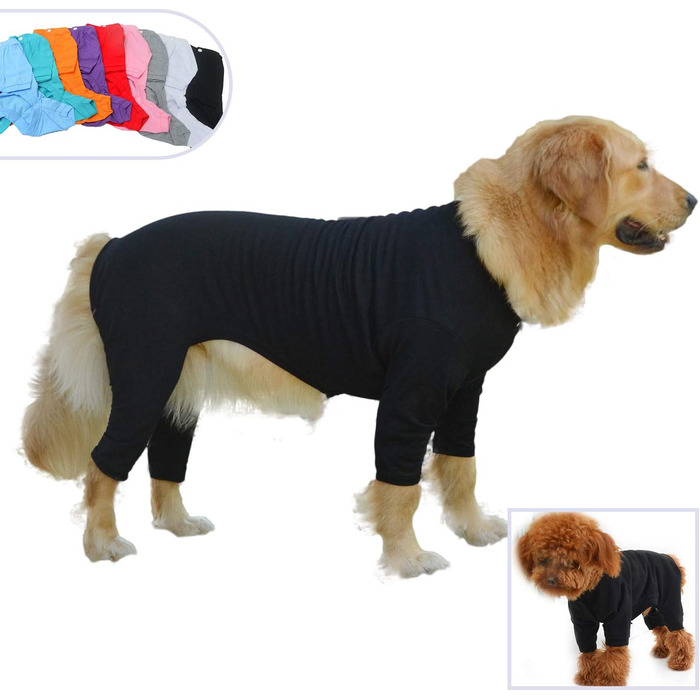 Комбінезон для собак Lovelonglong з чистої бавовни, 4 лапи, для великих та середніх собак, розмір XXL, Зелений (XXXXXL (Велика собака ~50 кг), Чорний)