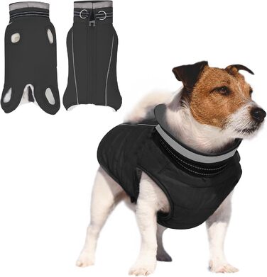 Тепла куртка для собак JUY'S SONG з флісовою підкладкою, без рукавів, з бавовняною основою та нагрудником, світловідбиваючі смуги, для зими/осені, рожевий (для дівчаток), чорний (для хлопчиків)