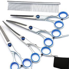 Набір ножиць для грумінгу собак та інших домашніх тварин 6 в 1, регульовані, з неслизькою ручкою