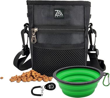 Сумка для ласощів для собак Leckerlibeutel: зручна сумка для цуценят з регульованим ремінцем, кліпсою для пояса, дозатором кульок та кишенями на блискавці та на шнурку