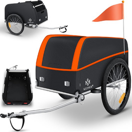 KESSER® Причіп для велосипеда вантажний, 120 літрів, оранжевий/антрацитовий, з дахом та функцією складання