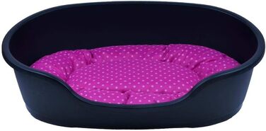 Корзина для собак Adena, 58x38 см, антрацит + подушка в горошок, рожева (92x61x26 см)