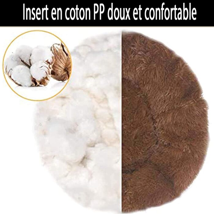 Ортопедичне собаче ліжко XXL для великих та середніх собак. Антистрес, донат, овальне, м'яке, коричневе.