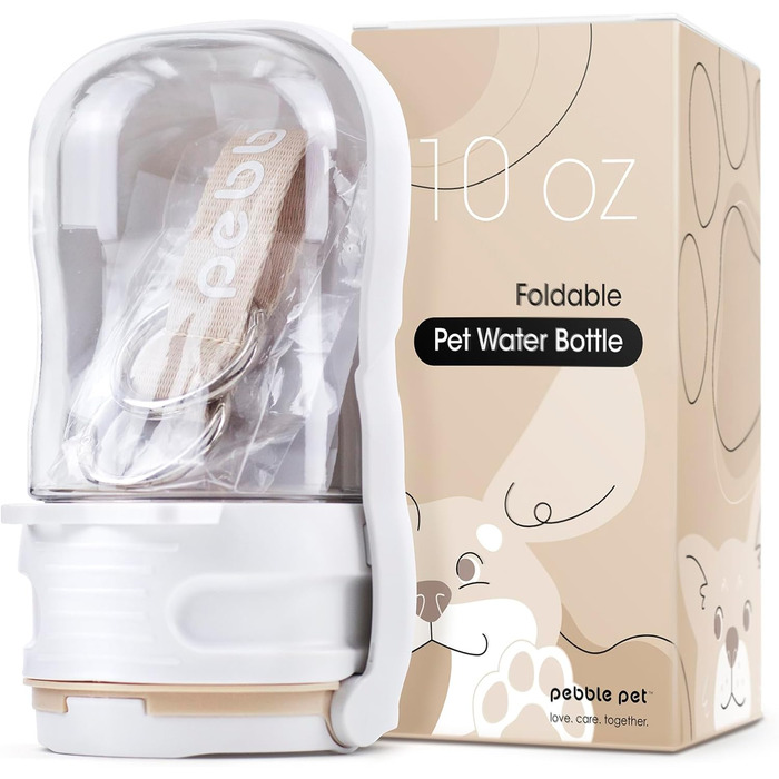 Складана пляшка для води для тварин Pebble Pet, 284 мл, з фільтром, портативна миска для пиття, для собак та котів, не протікає, без BPA, для прогулянок та подорожей
