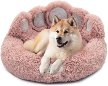 Ліжко для собак Pfoten&nasen® Bärenpfote, Рожеве, M-75см - М'яке кругле ліжко у вигляді ведмежих лапок, зручне для собак середніх порід