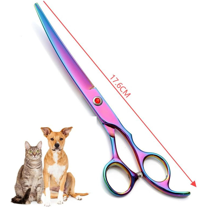 Набір професійних ножиць для грумінгу собак та котів 5-в-1, 7.0 дюймів, з нержавіючої сталі 440C, включає секатор, вигнуті та прямі ножиці, гребінець для шерсті
