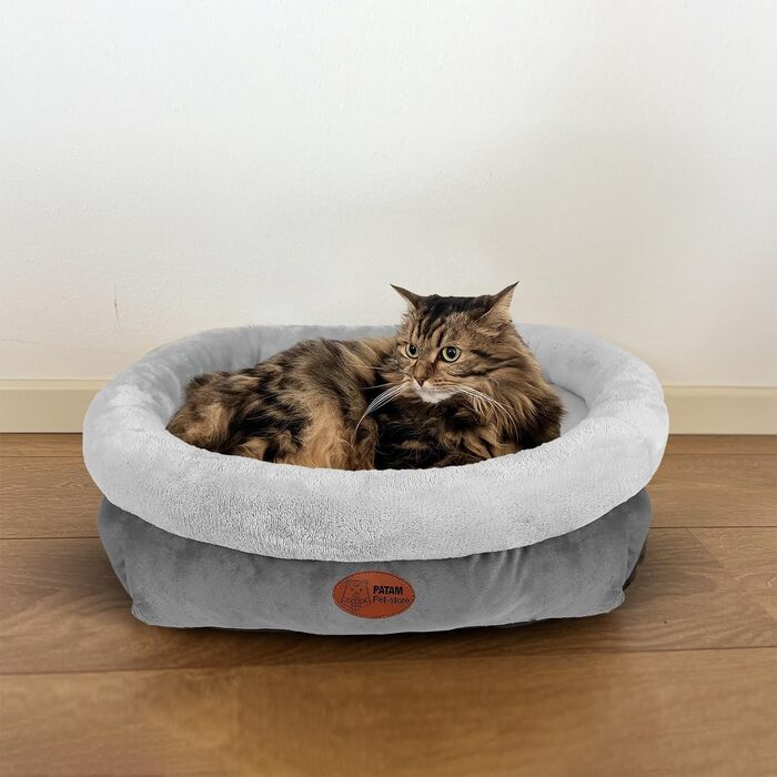 Ліжко для собак та котів Kira Grau, знімний дизайн, м'яке та нековзне, машинне прання, Small 51x46x18 см