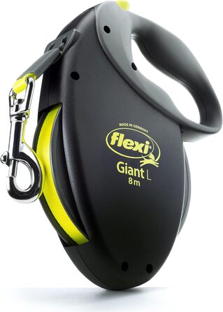 Flexi USA Giant неонова автоматична повідок-рулетка для собак до 50 кг, 8 м, чорний/неоновий, міцна, не заплутується
