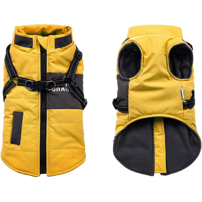 Жовта тепла куртка для собак, розмір XXL, без шлейки, для середніх собак