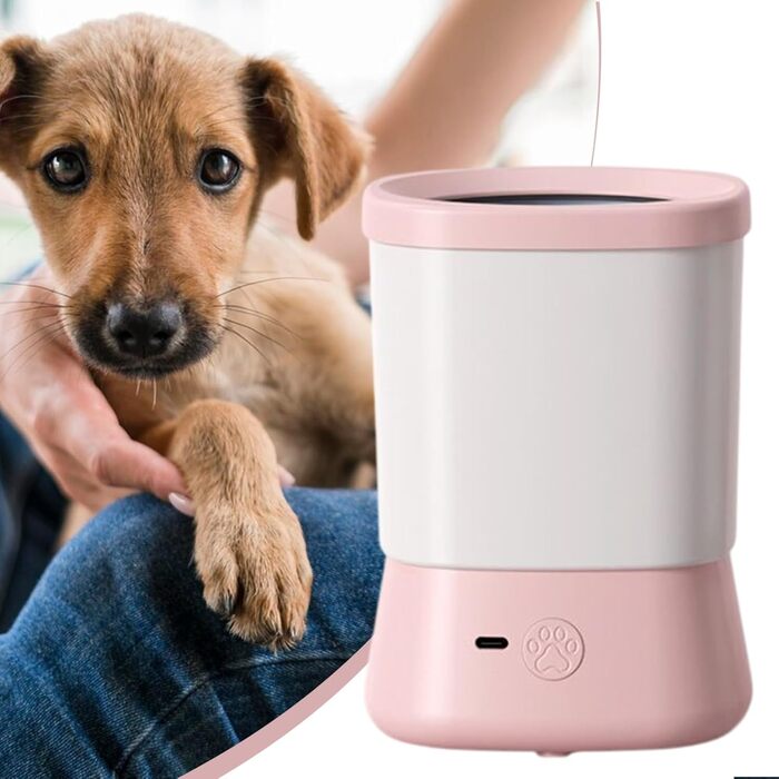 Автоматичний мийка лап для собак - 2 швидкості, захист від бризок, рожевий