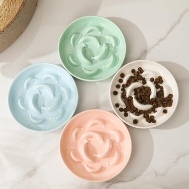 Набір мисок для котів Anti Schling Napf - 2 шт. з кераміки, для повільного годування, білі та блакитні