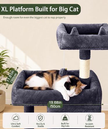 Комплекс для котів Kratzbaum XL 173 см, сірий: кігтеточка, будиночки, майданчики, кошик