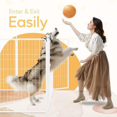 Вольєр для собак HealSmart, 61 см, 8 панелей, міцний метал, портативний, для дому та вулиці, кемпінг, подвір'я, автодом, садовий загін, приватність, тераса, білий