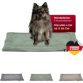 Килимок для собак HS-Hundebett® з флісовою підкладкою, XS (45x65 см) – Практичний, зручний, миючий, двосторонній – М'яка ковдра для собак – Комфортний відпочинок – Зелений, виготовлено в Німеччині, 45x65 см