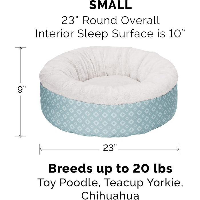 Ляжка для собак Furhaven з піною з пам'яті, для великих собак, знімний водостійкий чохол, до 81,6 кг, ультра м'яка штучна овчина та люкс велюр, контурна матрацна поверхня, XXL (Donut Bed, 58x58x23 см, Aqua)
