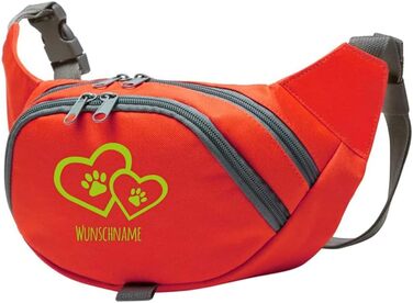 Персоналізована сумка для ласощів для собак з двома сердечками та лапками | Сумка для дресирування собак | (Зелений/Блакитний)