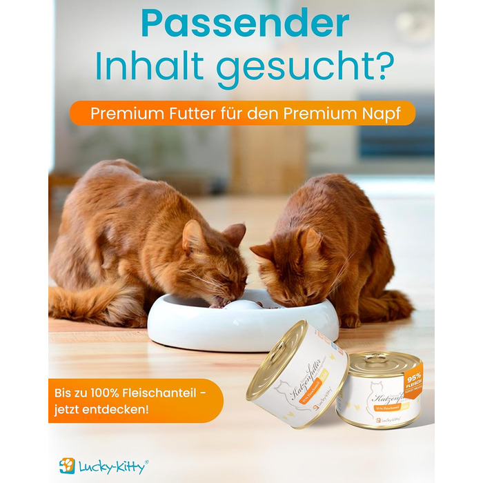 Керамічна миска для котів Lucky-Kitty XL, 27 см, для всіх порід та віку | Миска для корму котів, стійка до миття в посудомийній машині