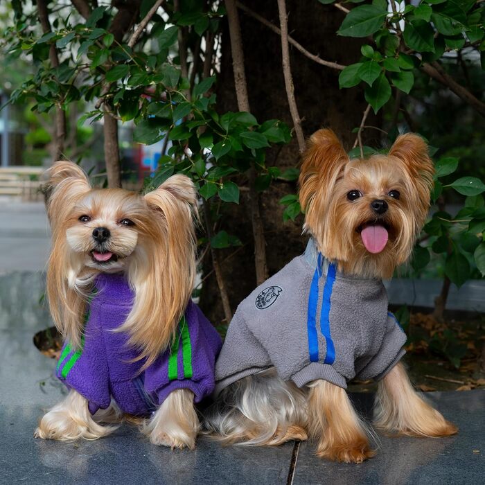 Флісова куртка для собак, тепла зимова куртка з блискавкою для маленьких цуценят, фіолетовий колір, розмір XS