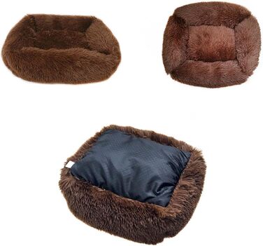 Крісло-ліжко для собак велике, м'яке, з плюшу, тепле, зручне, для малих, середніх та великих собак (L, 80 x 70 x 18 см, блакитний)