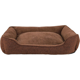 М'яке ліжко для собак та котів Lionto знімний чохол, 110x80 см, коричневе, з антиковзким дном
