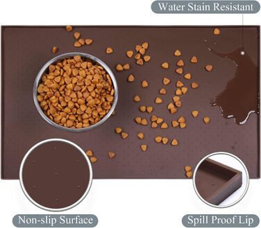 Підкладка під миску для собак та котів VIVAGLORY Grippymat, силіконова, L (60x40 см), шоколадного кольору