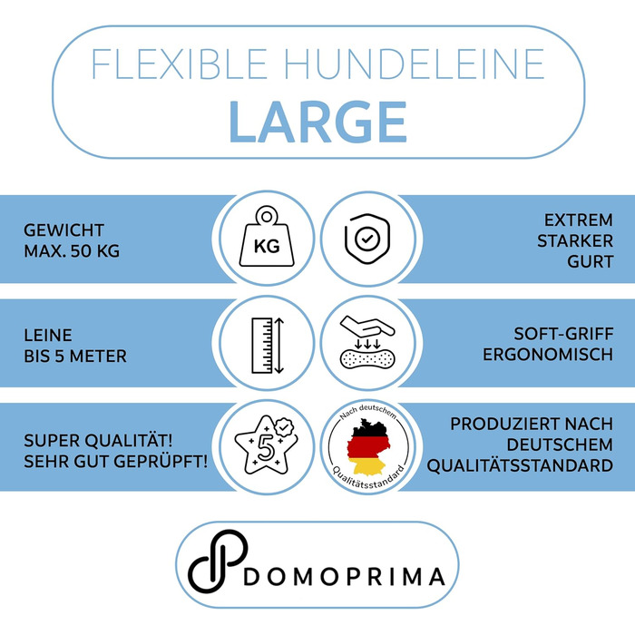 Рулетка для собак DOMOPRIMA, 3 розміри (S, M, L), 4 кольори (сірий, блакитний, зелений, рожевий) - Міцна та безпечна рулетка з відбиваючим ремінцем. Зелена, L