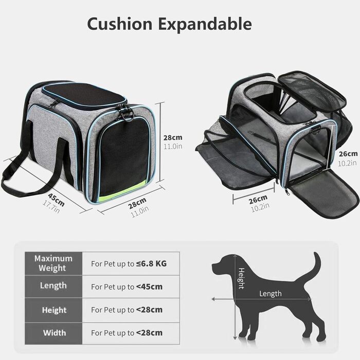 Транспортна сумка для котів та собак PETCUTE, складана переноска для тварин з підкладкою, шлейкою, дихаюча сумка для автопоїздок, чорно-помаранчевий колір